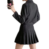 Women Suits Blazer Autumn Black Ultra Short One Button Leisure Suit