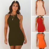 Women Dresses Spring Summer Sexy Luo Sling Dress Skirt (Bla0420)