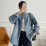 Women Jacket Loose Casual Denim Shirt Jacket