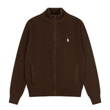 Little marafu rlknittingcouplecardiganhigh collar zipper waffle grids wool topslooseoutwearfall and winter