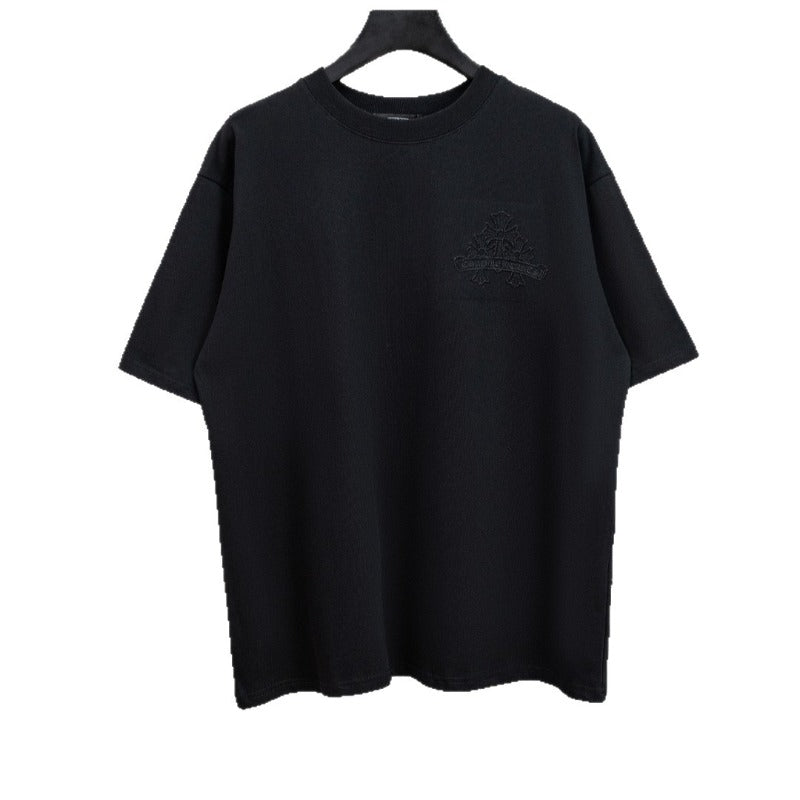 Ch hip-hop t shirts american ch crow cut out cross stereoembroider short-sleeved casualloose round neck casual high street