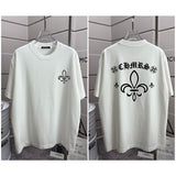 Ch hip-hop t shirts high version ch short sleeve sanskrit printingloosecasualpure cotton american heavy weight short sleeve men