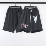 Saint m t pants r s.m collaboration letter print casual loose shorts wholesale single piece