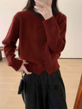 Women Knitted Pullover round Neck Single-Breasted Sweater Autumn and Winter Sweater Top