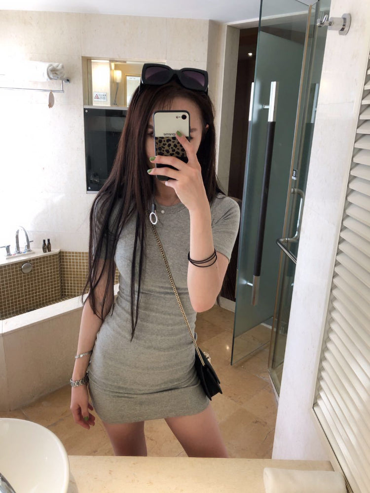 Women Dresses Summer Sexy T-shirt Short Sleeve Dress Hip Skirt