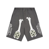 Saint m t pants s.m cracked pulp bone printingcasualloose shorts