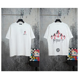 Ch hip-hop t shirts ss round neck embroider short-sleeved t-shirtch crow classic flag loosecasual american easiest for match high street