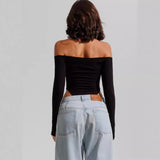 Women Jumpsuit Spring and Summer Long Sleeves Cross Hollow Sexy Jumpsuit