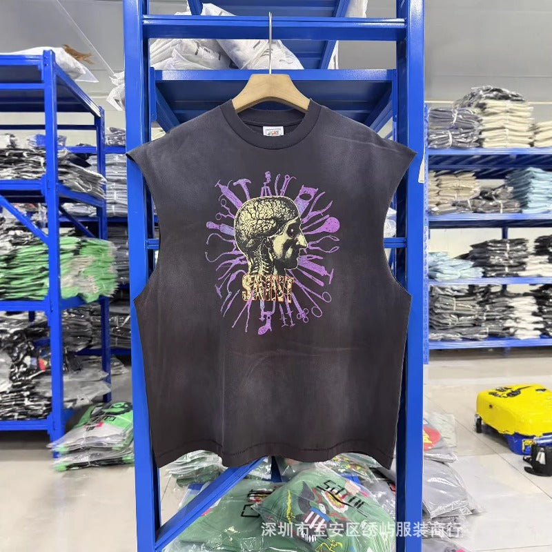 saint m t shirts s.m. anatomical washed distressed raglan sleeve tank top