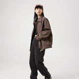 Unisex Jacket Autumn Vintage Distressed Pu Jacket