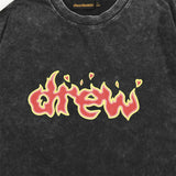 Drew house tshirt r collection d@ew flame letter graphic washed & distressed short sleeve wholesale