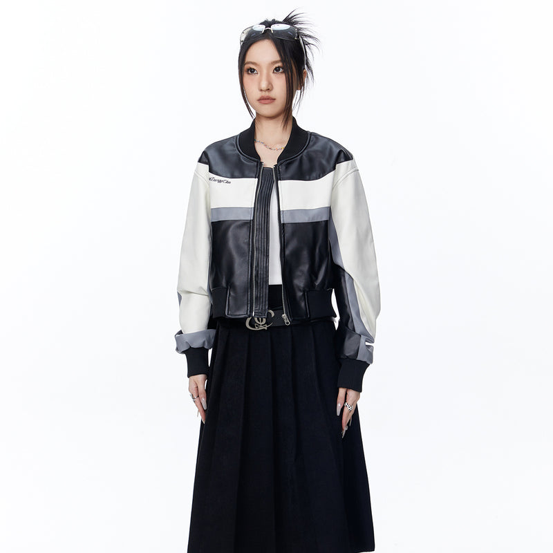 Unisex Jacket Autumn Pu Stitching Closed Jacket