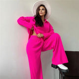 Ladies Leisure Knitwear Polo Collar Sweater Suit Casual Knitted Two-Piece