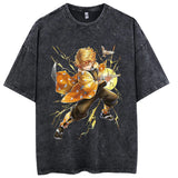 2024Anime Print Japanese Manga Washed T-Shirt Worn Cotton