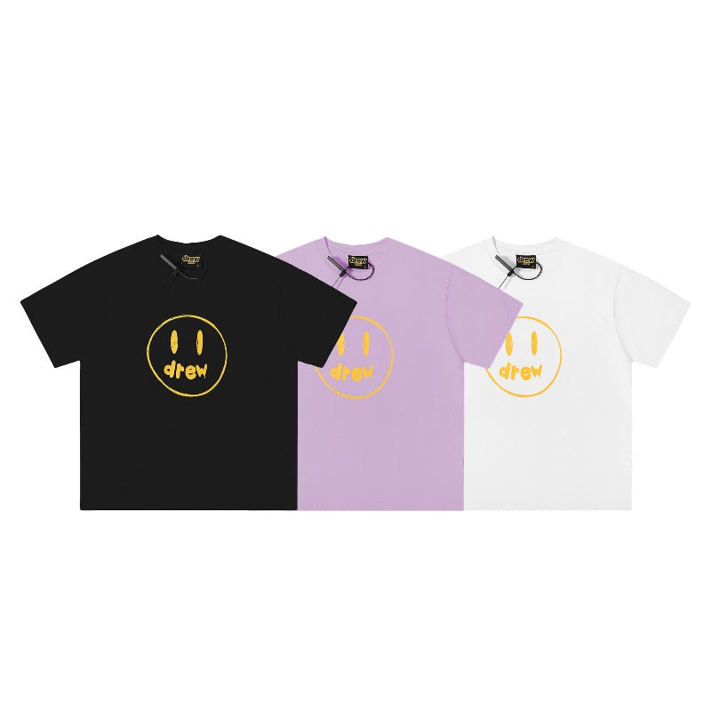 Drew house tshirt r streetwear brand d@ew smiley face print crew neck pullover short sleeve