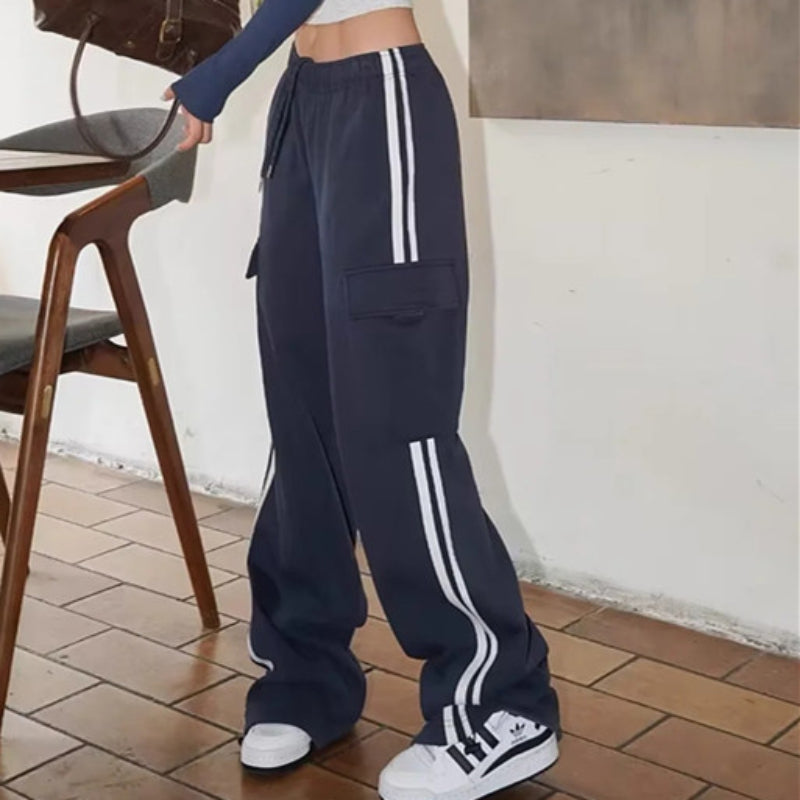 Women Sweatpants Retro Loose Straight Wide Leg Pants
