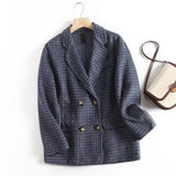 Women Suits Autumn and Winter Long Sleeve Suit Collar Double Breasted Woolen Coat