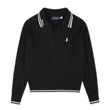 Rl ralph pony polo collar casualpullover wool sweater sweatertopsknittingfall and winter macaron couple