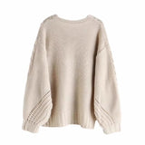 Women Sweater Knitwear Spring/Autumn V-neck Loose-Fitting Tassel Pullover Knitted Sweater
