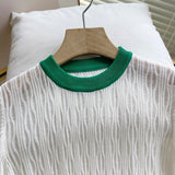 Women Sweater Knitwear Summer Short Sleeve Women's Loose and Simple Hollow out Bottoming Knitwear
