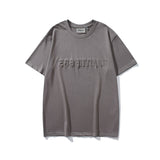 Hip-hop t-shirts: american high street style, short-sleeve, letter ess embossed, relaxed fit, crew neck tee