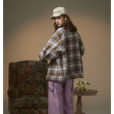 Unisex Jacket Vintage Plaid Workwear Jacket Men and Women Couple Casual Loose Spring and Autumn Coat