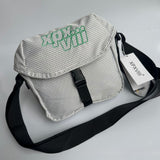 Men Casual Bags Embroidered LOGO Plaid Flip Crossbody Bag, Shoulder Bag