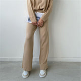 Ladies Leisure Knitwear Polo Collar Sweater Suit Casual Knitted Two-Piece