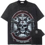 Hip-hop t shirts american high street washed wasteland style mechanical skull vintage short-sleeved t-shirt summertops half-sleeved