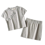 Women Sweater Knitwear Retro V-neck High Waist Exposed Navel Knitted T-shirt Sheath Skirt Suit
