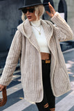 Women Trench Coat Fall Winter Hooded Loose Double-Sided Plush Buckle-Free Cardigan Jacket