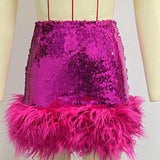 Harlem Night Attire Skirt Sexy Hip Skirt Sequined Feather Skirt