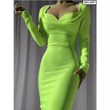 Women Dresses Fall/Winter Long Sleeve Square-Neck Party Dress (Ont0408)