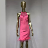 Women Dresses Bandage Dress Feather Hip Bag Party Dress (Ont0408)