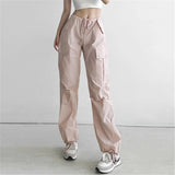 Women Sweatpants Retro Straight Cargo Pants Loose Casual Pants