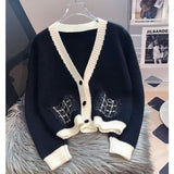 Women Knitwear Fall V-neck Sweater Female Loose Knitted Cardigan