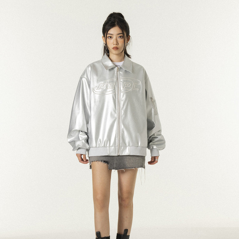 Unisex Jacket Autumn Embroidery Pu Jacket