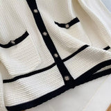 Women Sweater Knitwear Autumn and Winter Classic Style Contrast Color V-neck Knitted Cardigan Sweater Coat