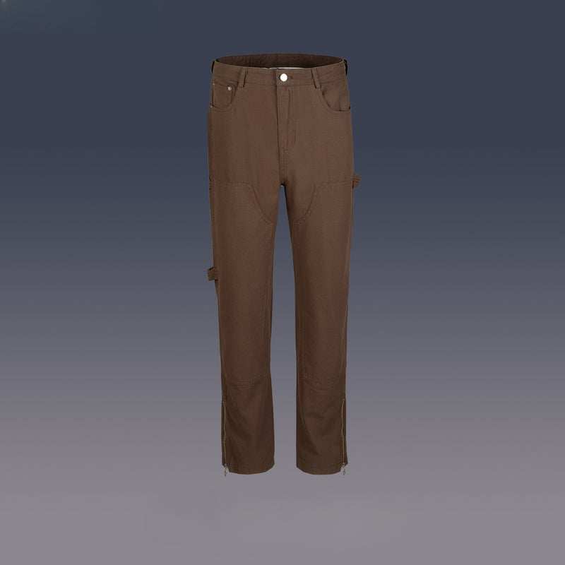 MIJKO Men Vintage Pants MIJKO High Street Zipper Pants Straight Pants Casual Pants