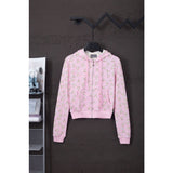 Ashleywilliams bear printed zipper hooded outwear hot girl waist cardigan sweatshirt women's american sweet