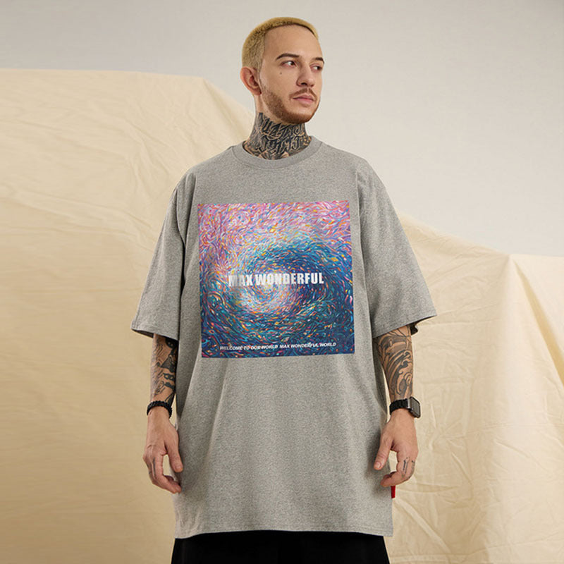 Men T Shirt Oversize Casual Short-Sleeved T-shirt Men's Retro
