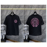 Ch hip-hop t shirts ch short-sleeved horseshoe sanskrit cross embroiderlogo loosecasual american heavy weight t-shirt