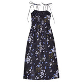 Women Dresses Summer Vintage Floral Sexy Slit Sling Dress (Xds0414)