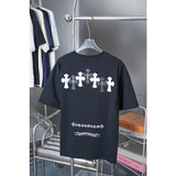 Ch hip-hop t shirts high version ch short sleeve cross loosecasualpure cottonamerican styleheavy weight short sleeve