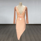 Women Evening Dress Bandage Dress Dress V-neck Sequins Lace Sexy Backless Slip Dress