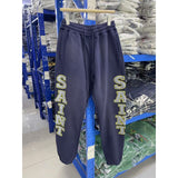 Saint m t pants s.m letter print washed vintage elastic waist trousers
