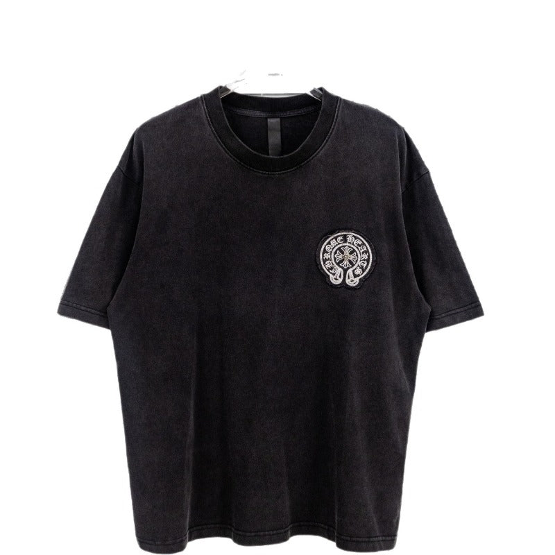 Ch hip-hop t shirts summerchretrocasual short-sleeved sanskrit cross horseshoe high street trendyeasiest for match