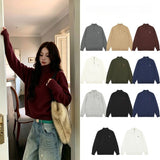 Rl ralph lauren pony half-zip knit turtleneck top - autumn/winter oversized wool sweater - couple's casual sweatshirt