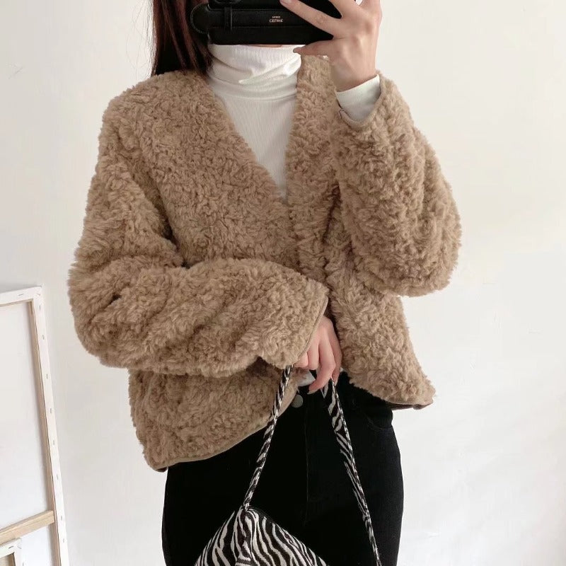 Women Jacket Fur Furry Coat Female Autumn and Winter Loose Plush Top