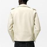 Men Motorcycle Jacket Autumn and Winter Imitation Leather Motorcycle Oblique Zipper Jacket Coat Leather Coat